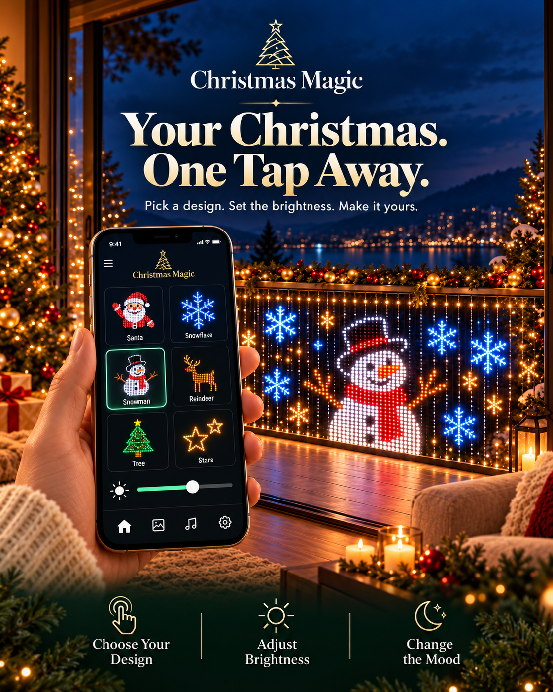 Smart Animated Christmas LED Curtain Lights