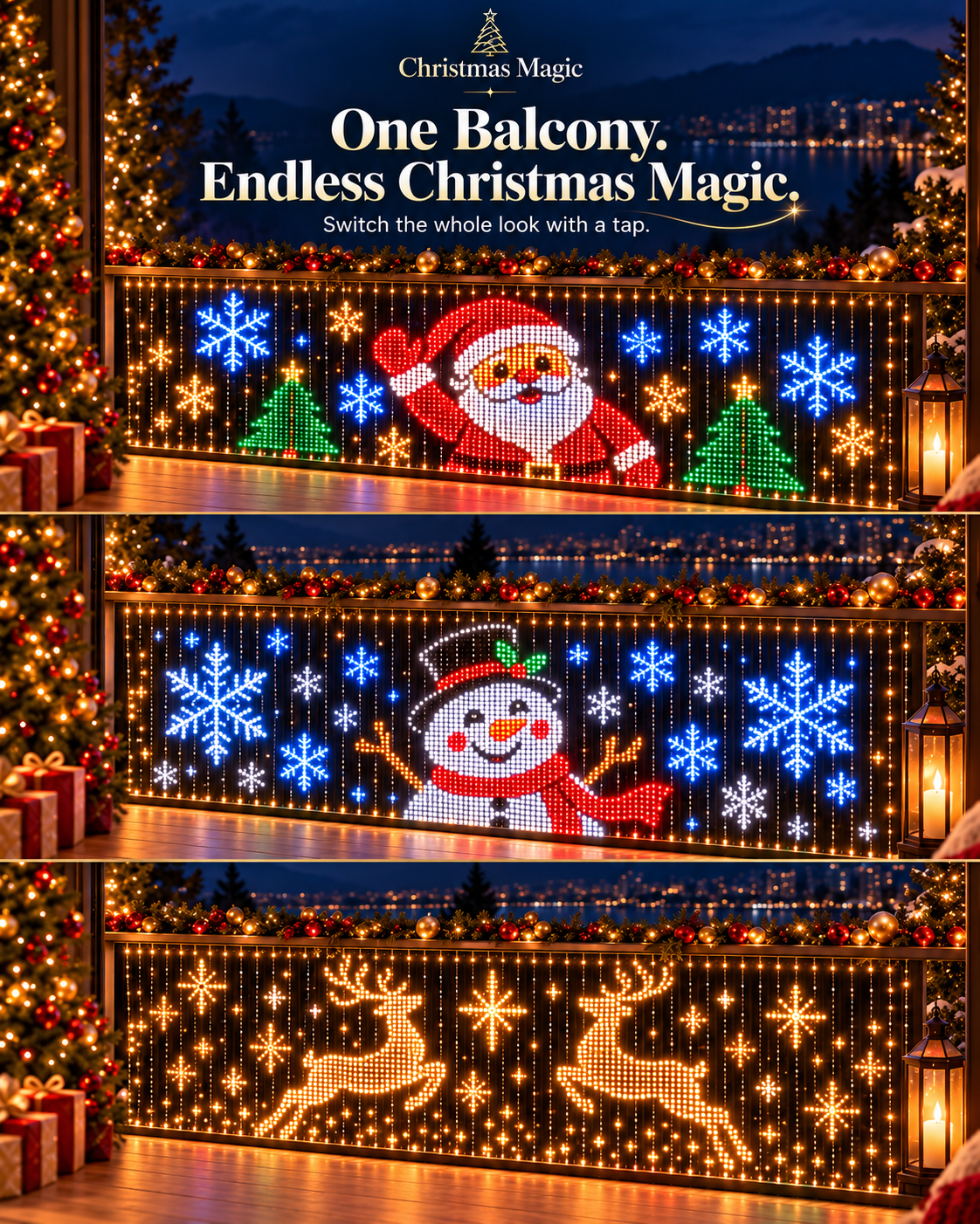 Smart Animated Christmas LED Curtain Lights
