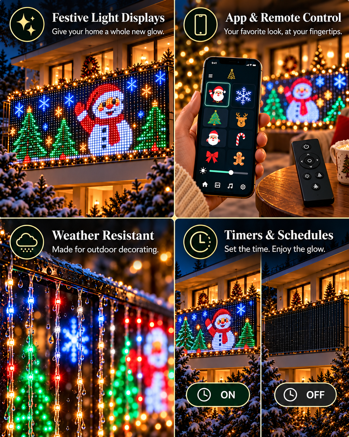 Smart Animated Christmas LED Curtain Lights