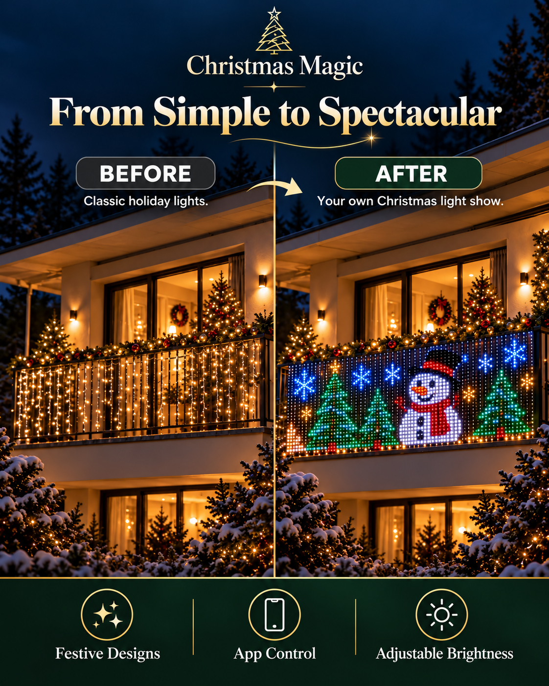Smart Animated Christmas LED Curtain Lights