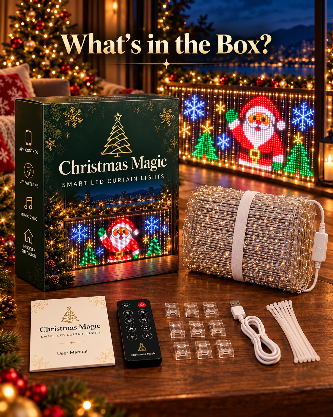 Smart Animated Christmas LED Curtain Lights